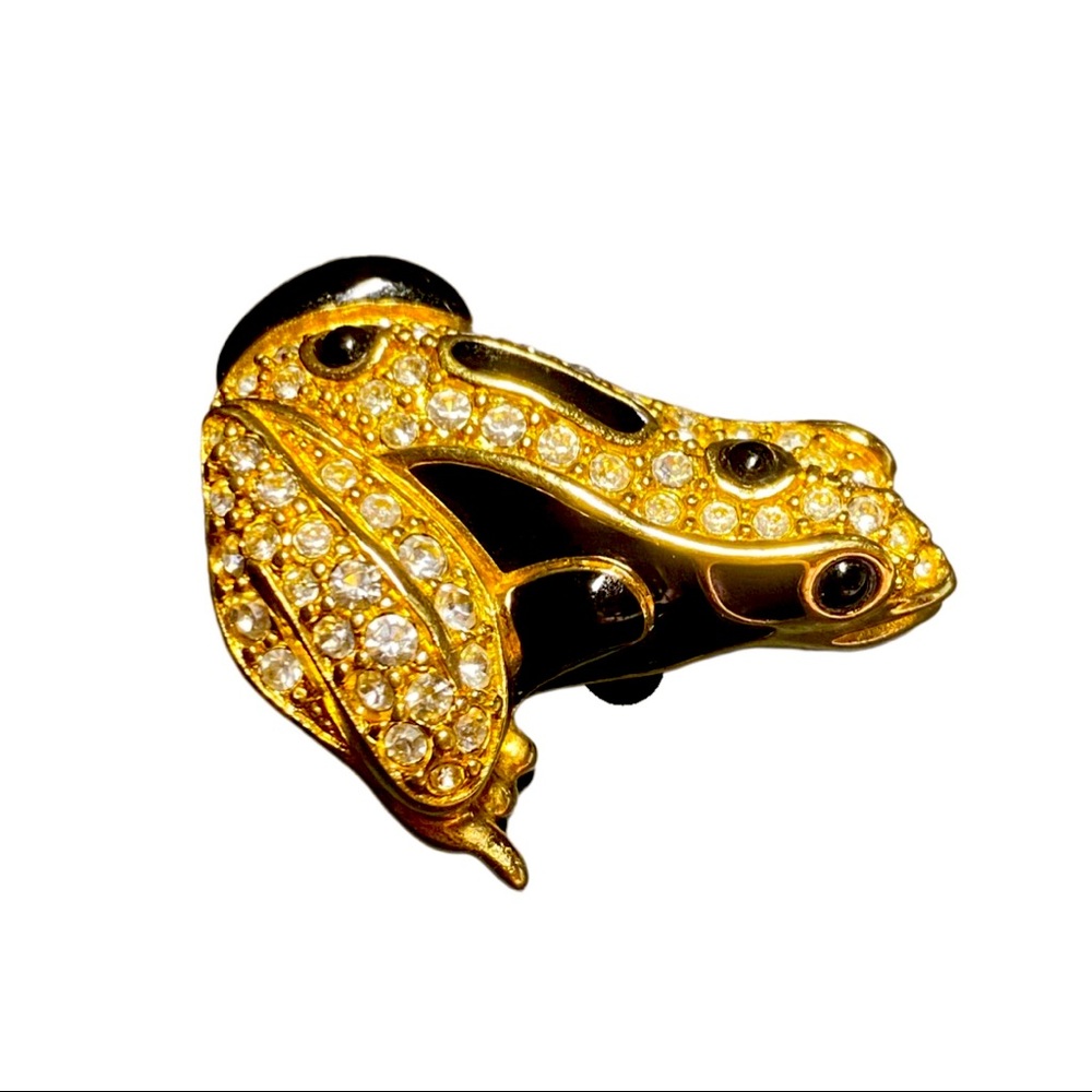 Swarovski Crystal Frog Pin